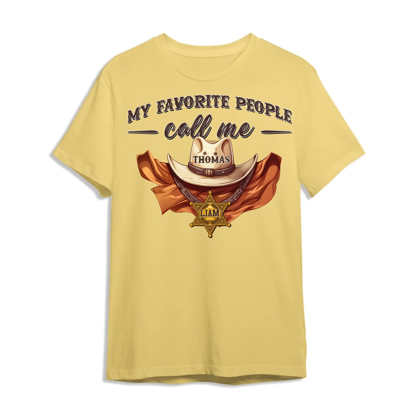 Family Cowboy, My Favorite People Call Me PaPa, Personalized Shirt Dad's Name & Kid's Name - Custom Choo
