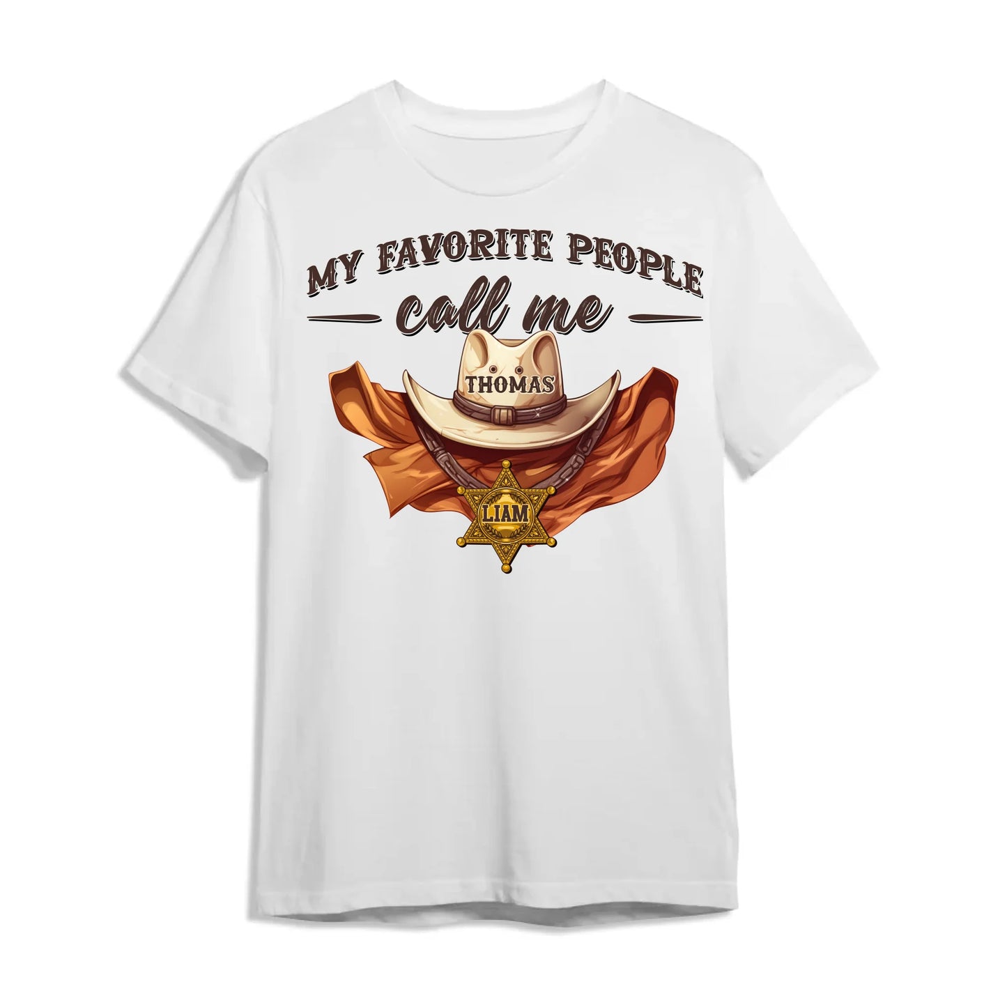 Family Cowboy, My Favorite People Call Me PaPa, Personalized Shirt Dad's Name & Kid's Name - Custom Choo