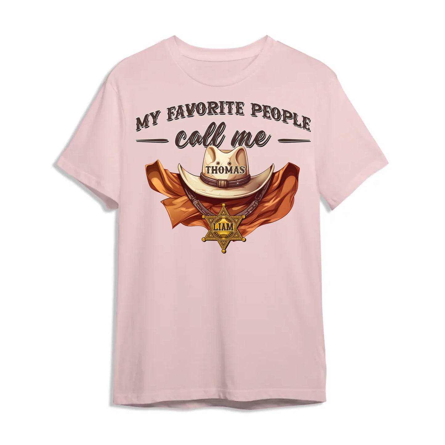 Family Cowboy, My Favorite People Call Me PaPa, Personalized Shirt Dad's Name & Kid's Name - Custom Choo