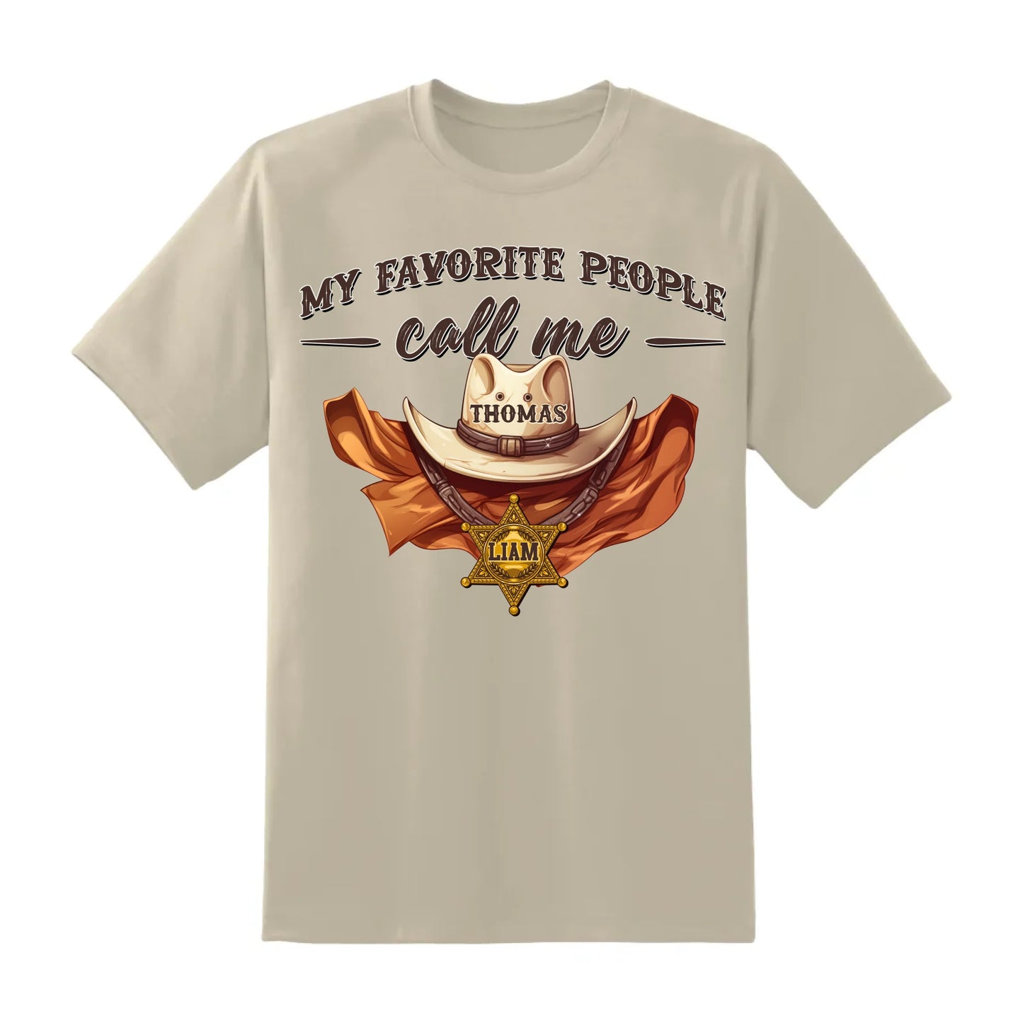 Family Cowboy, My Favorite People Call Me PaPa, Personalized Shirt Dad's Name & Kid's Name - Custom Choo
