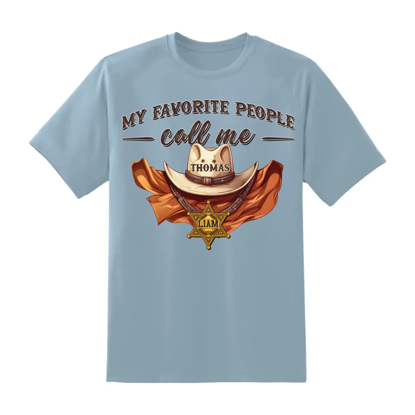 Family Cowboy, My Favorite People Call Me PaPa, Personalized Shirt Dad's Name & Kid's Name - Custom Choo