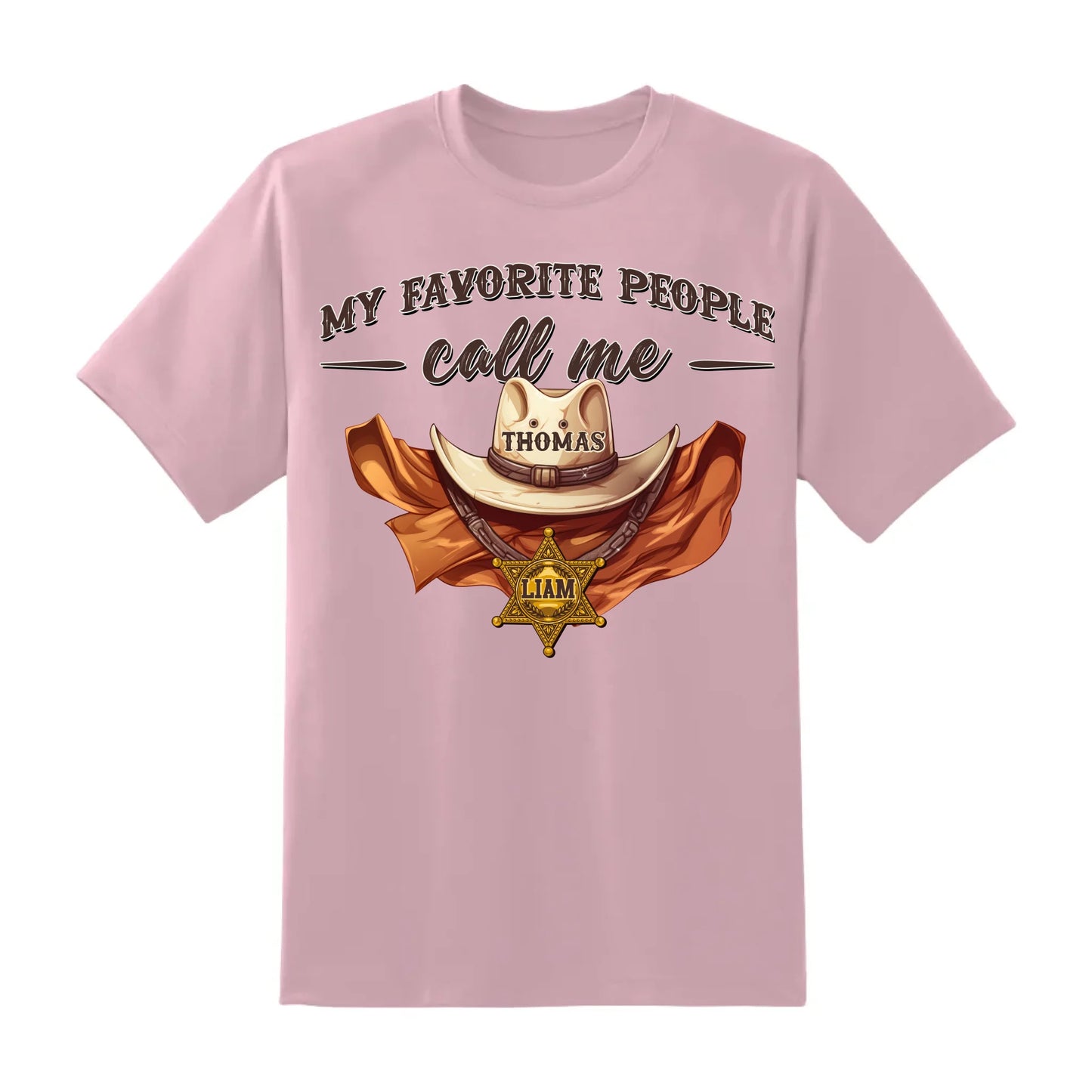 Family Cowboy, My Favorite People Call Me PaPa, Personalized Shirt Dad's Name & Kid's Name - Custom Choo