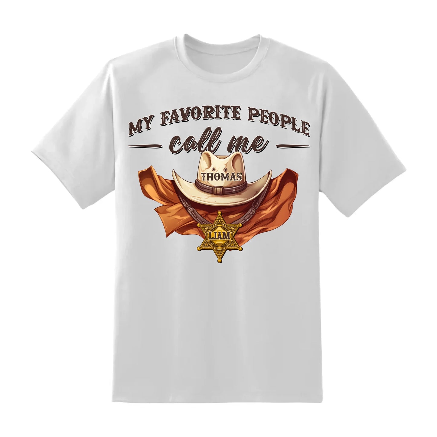 Family Cowboy, My Favorite People Call Me PaPa, Personalized Shirt Dad's Name & Kid's Name - Custom Choo