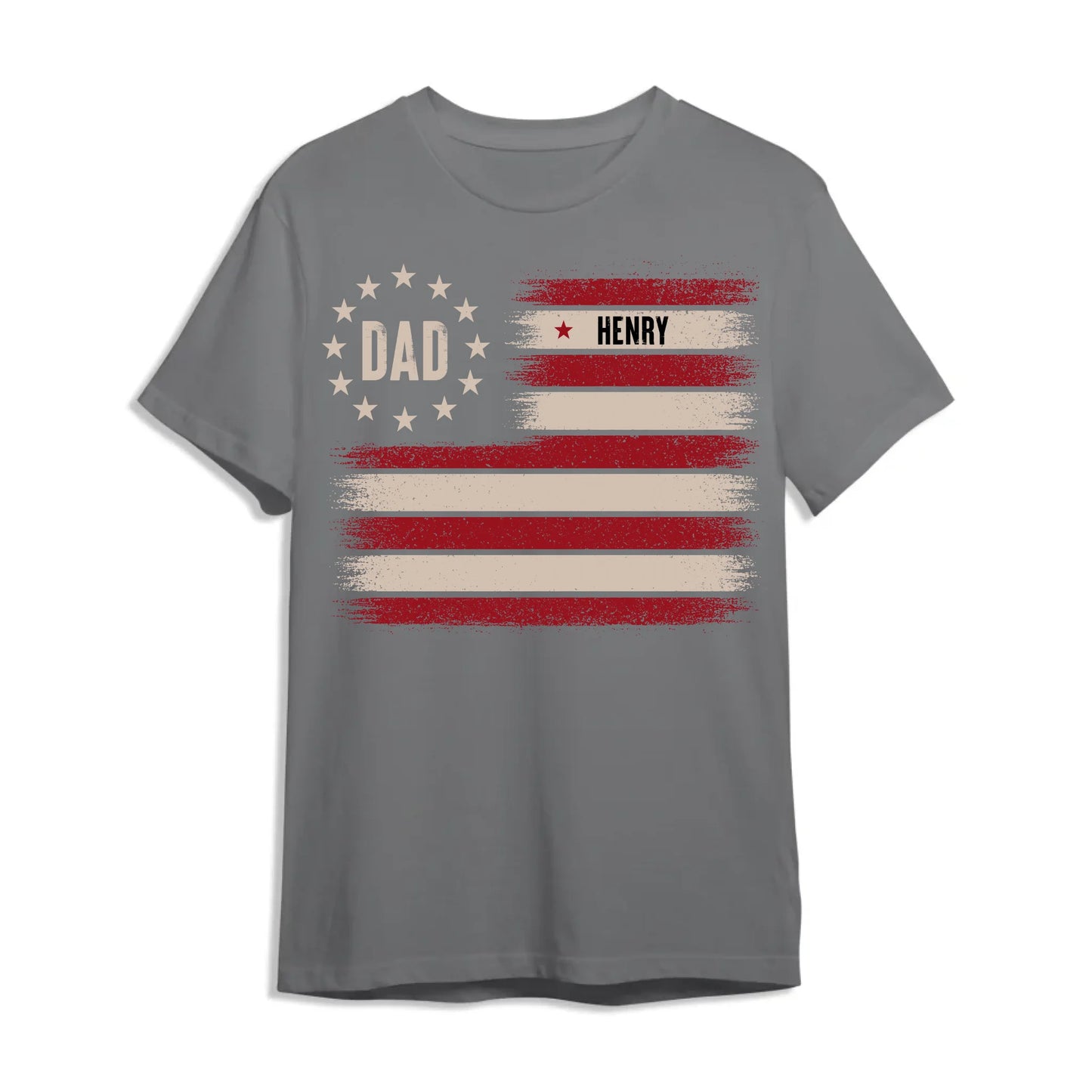Custom Dad T-Shirt with Kids’ Names – Patriotic Flag Design - Custom Choo