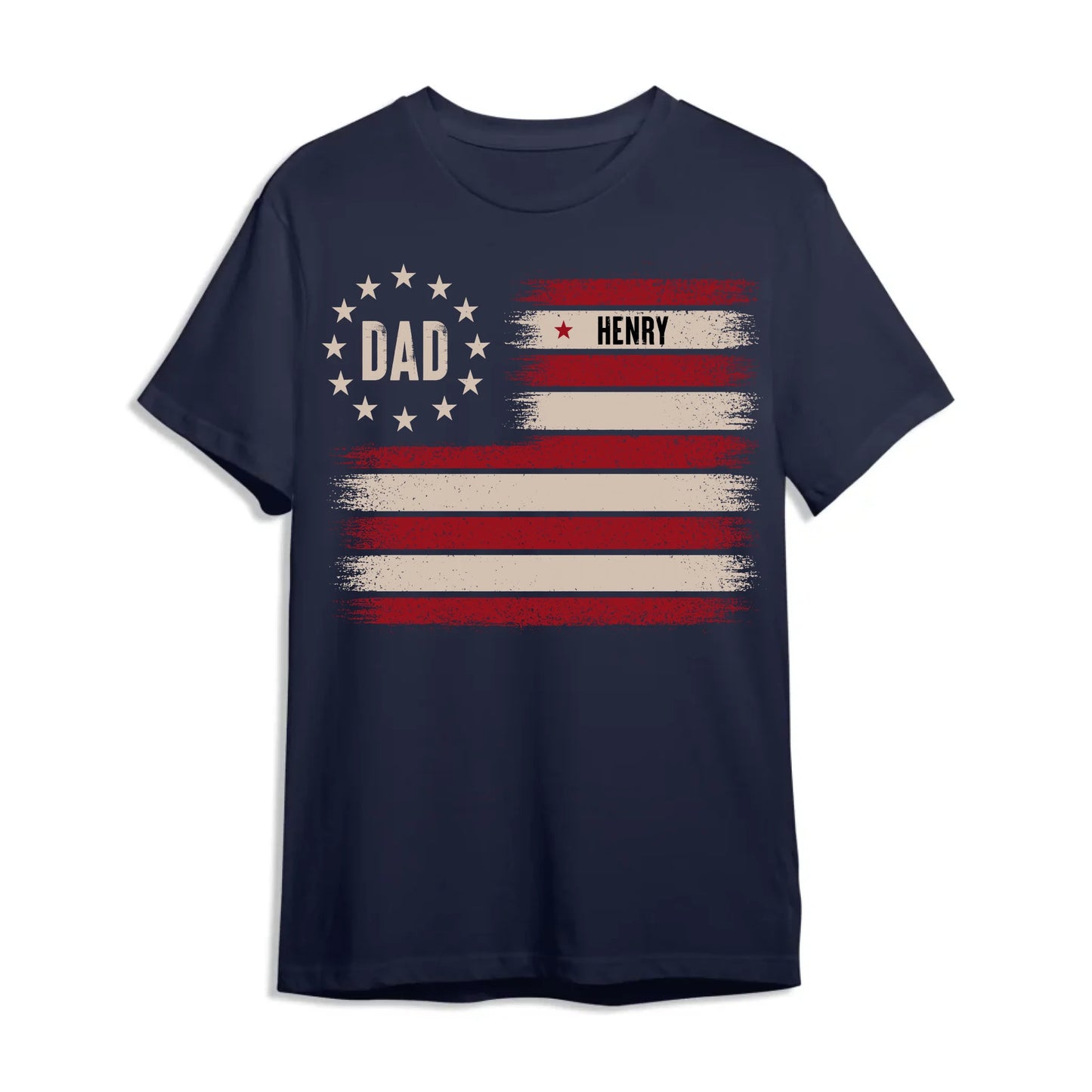 Custom Dad T-Shirt with Kids’ Names – Patriotic Flag Design - Custom Choo