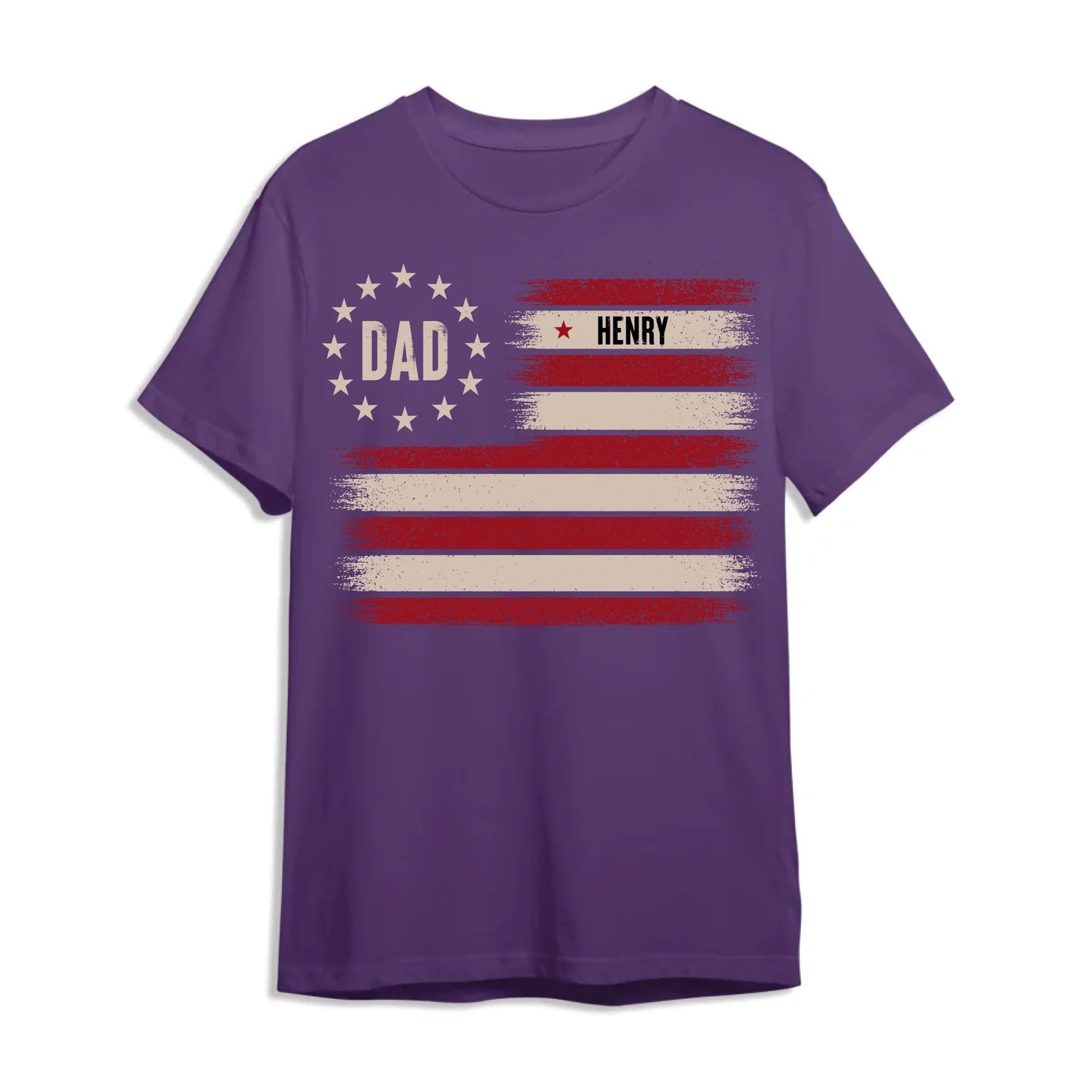 Custom Dad T-Shirt with Kids’ Names – Patriotic Flag Design - Custom Choo