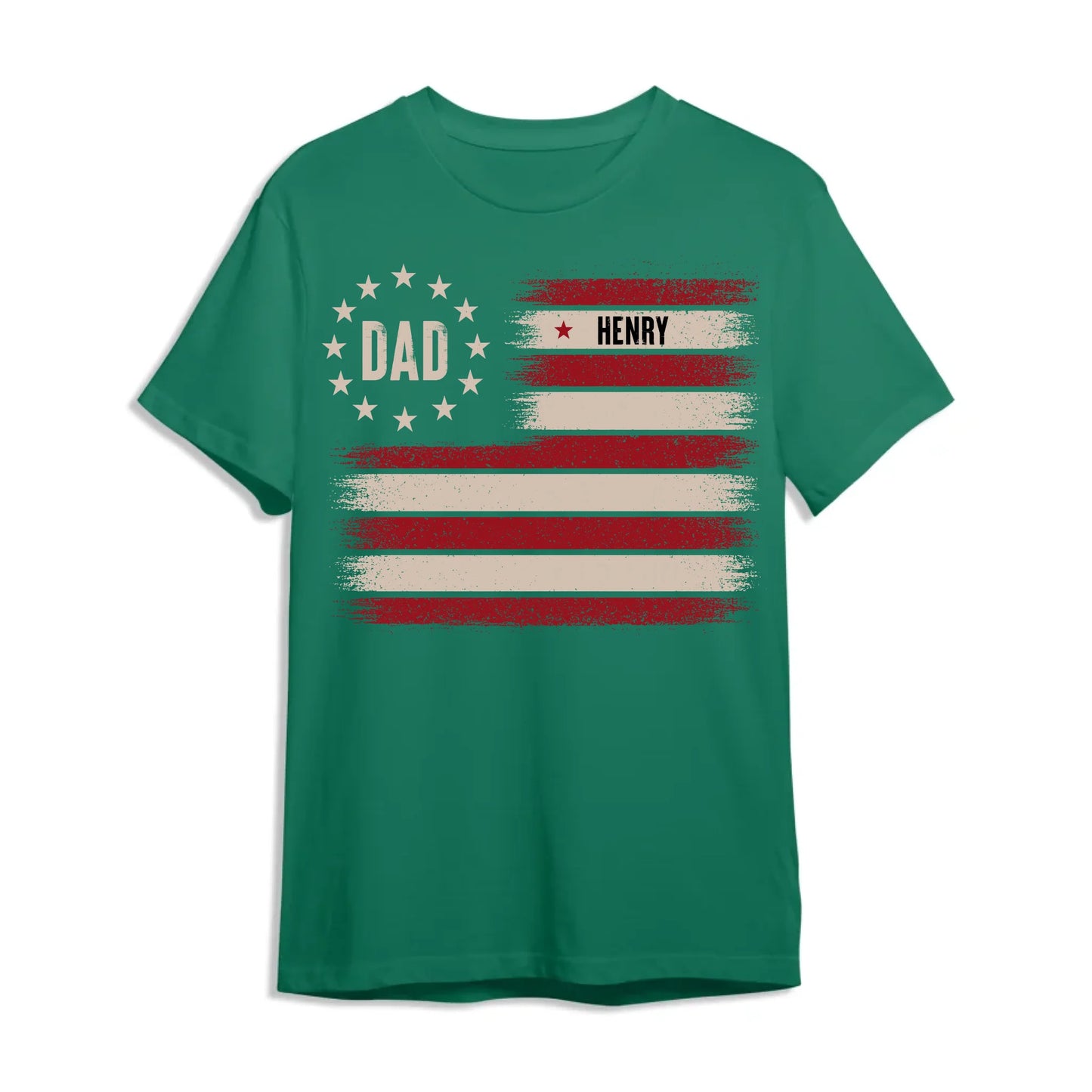 Custom Dad T-Shirt with Kids’ Names – Patriotic Flag Design - Custom Choo