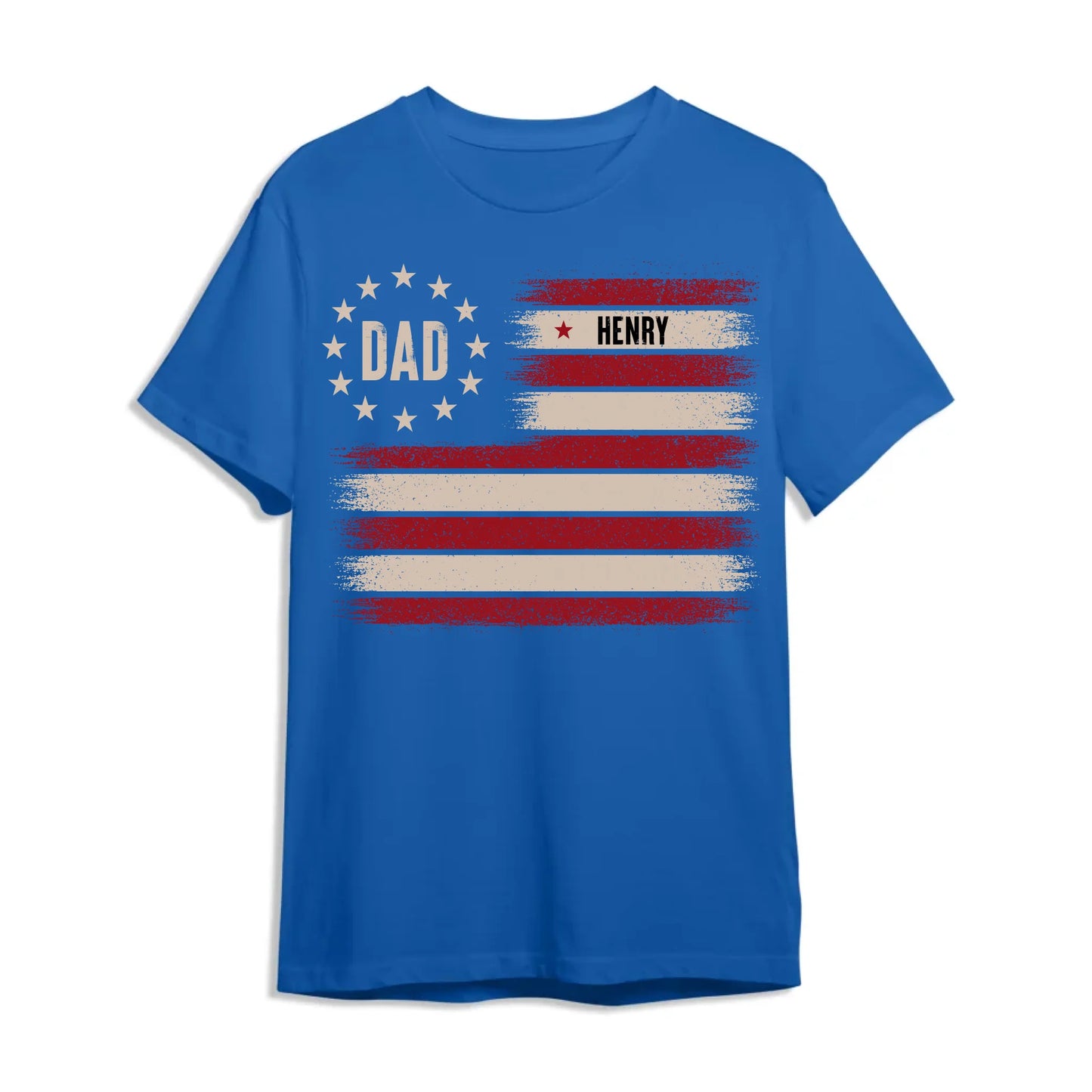 Custom Dad T-Shirt with Kids’ Names – Patriotic Flag Design - Custom Choo
