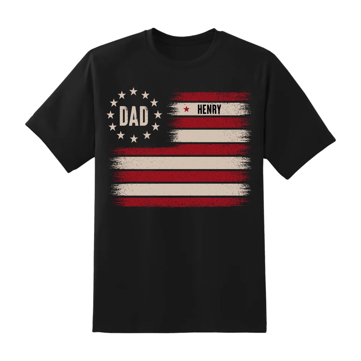 Custom Dad T-Shirt with Kids’ Names – Patriotic Flag Design - Custom Choo