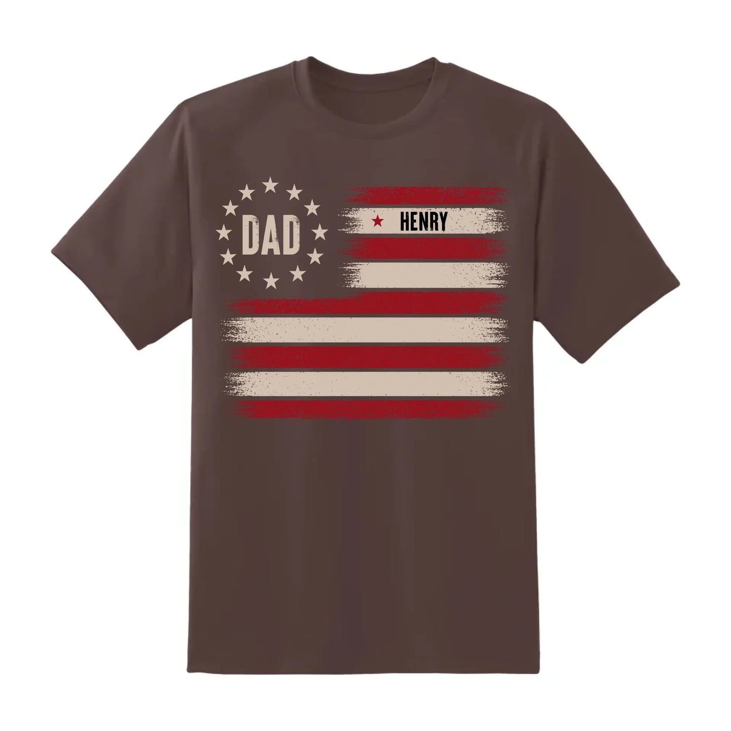 Custom Dad T-Shirt with Kids’ Names – Patriotic Flag Design - Custom Choo