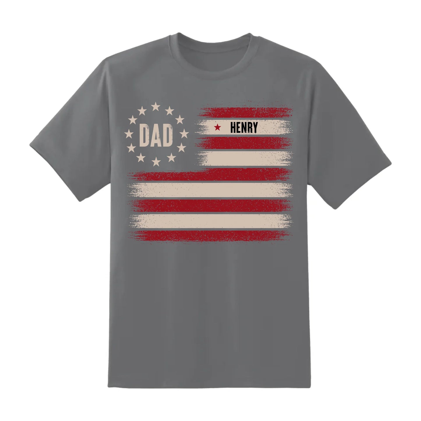 Custom Dad T-Shirt with Kids’ Names – Patriotic Flag Design - Custom Choo