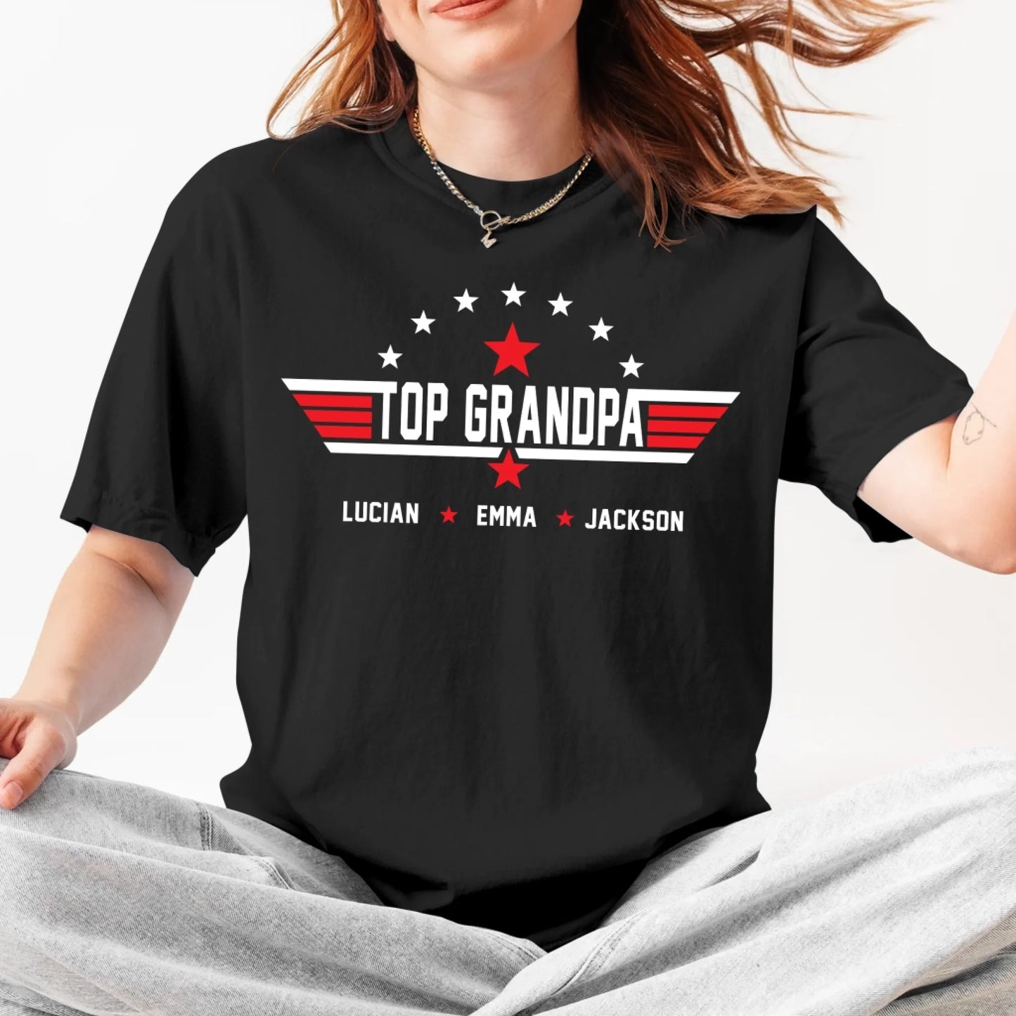 Top Grandpa Personalized T-Shirt – Custom Grandkids’ Names - Custom Choo