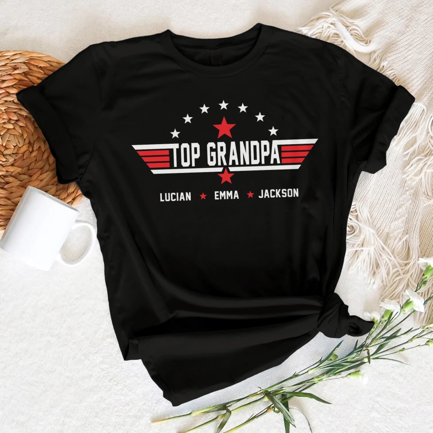 Top Grandpa Personalized T-Shirt – Custom Grandkids’ Names - Custom Choo