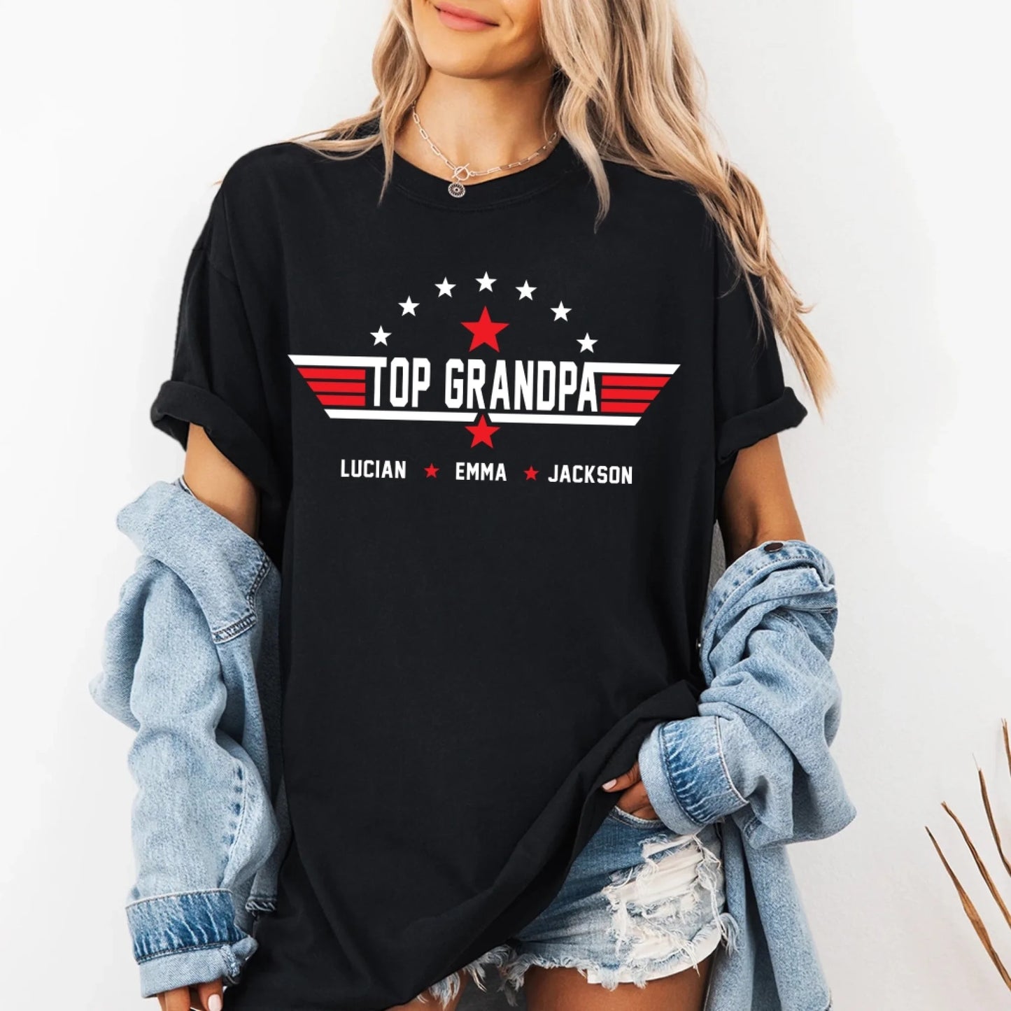 Top Grandpa Personalized T-Shirt – Custom Grandkids’ Names - Custom Choo