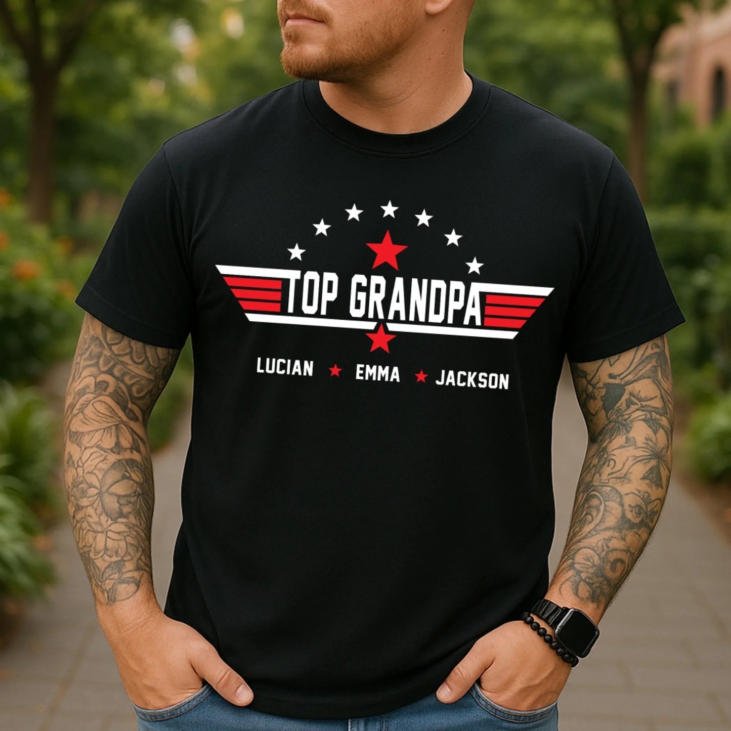 Top Grandpa Personalized T-Shirt – Custom Grandkids’ Names - Custom Choo