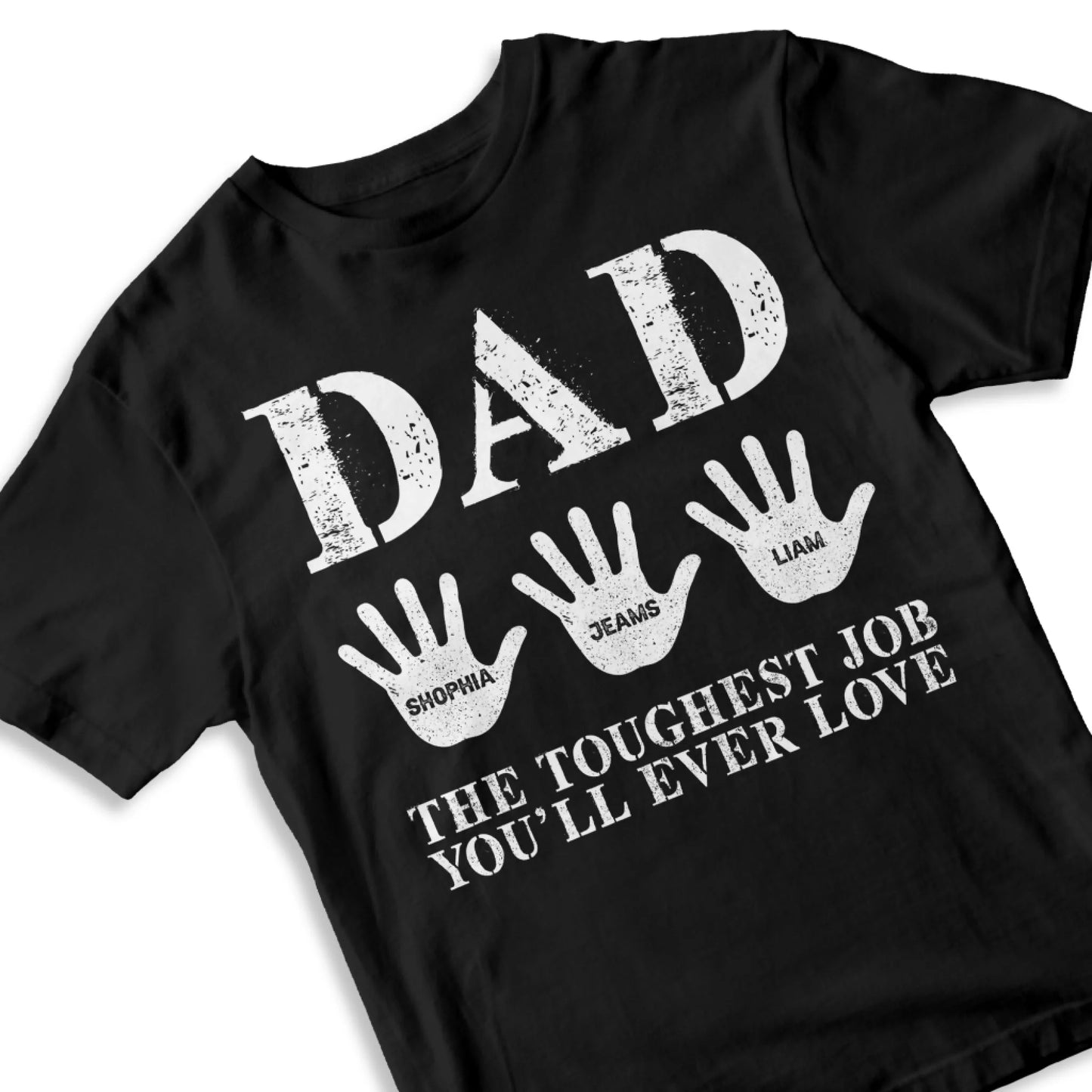 Dad Handprint Shirt – Custom Kids' Names | The Toughest Job You'll Ever Love - Custom Choo