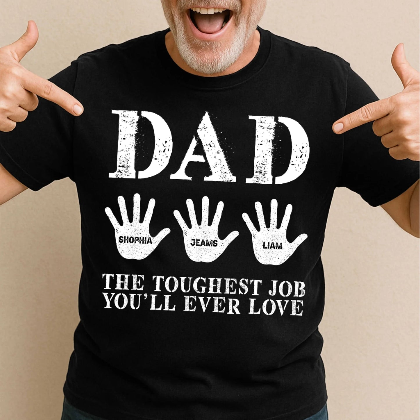 Dad Handprint Shirt – Custom Kids' Names | The Toughest Job You'll Ever Love - Custom Choo