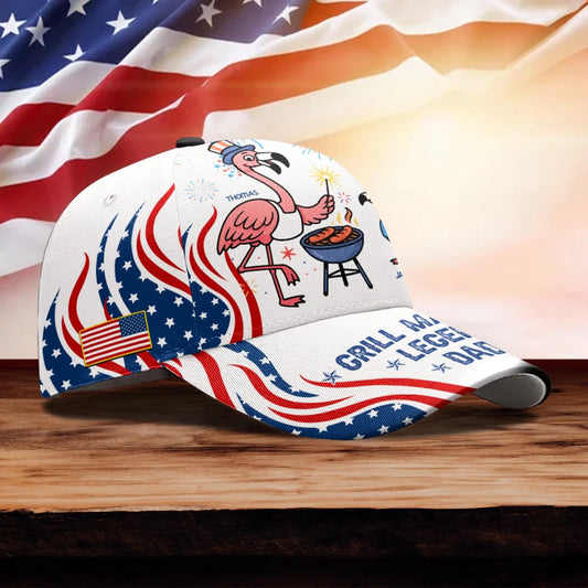 BBQ Dad's, Personalized Flamingo Dad's & Kid's Hat, Grill Master Legend Dad's 3D Hat, Custom Choo