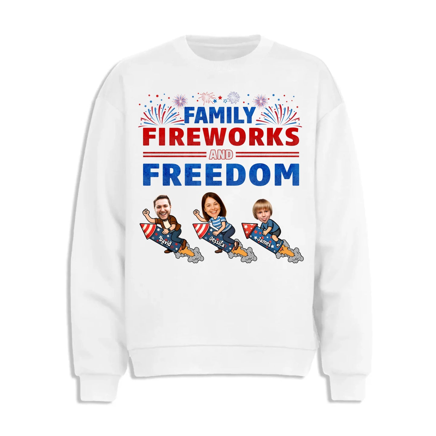 Personalized Family Photo & Name, Family Fireworks Freedom Shirt - Custom Choo