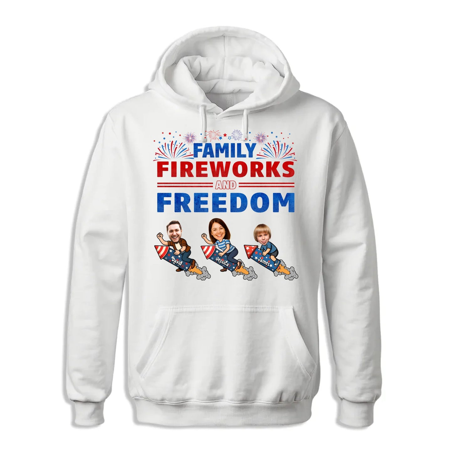 Personalized Family Photo & Name, Family Fireworks Freedom Shirt - Custom Choo