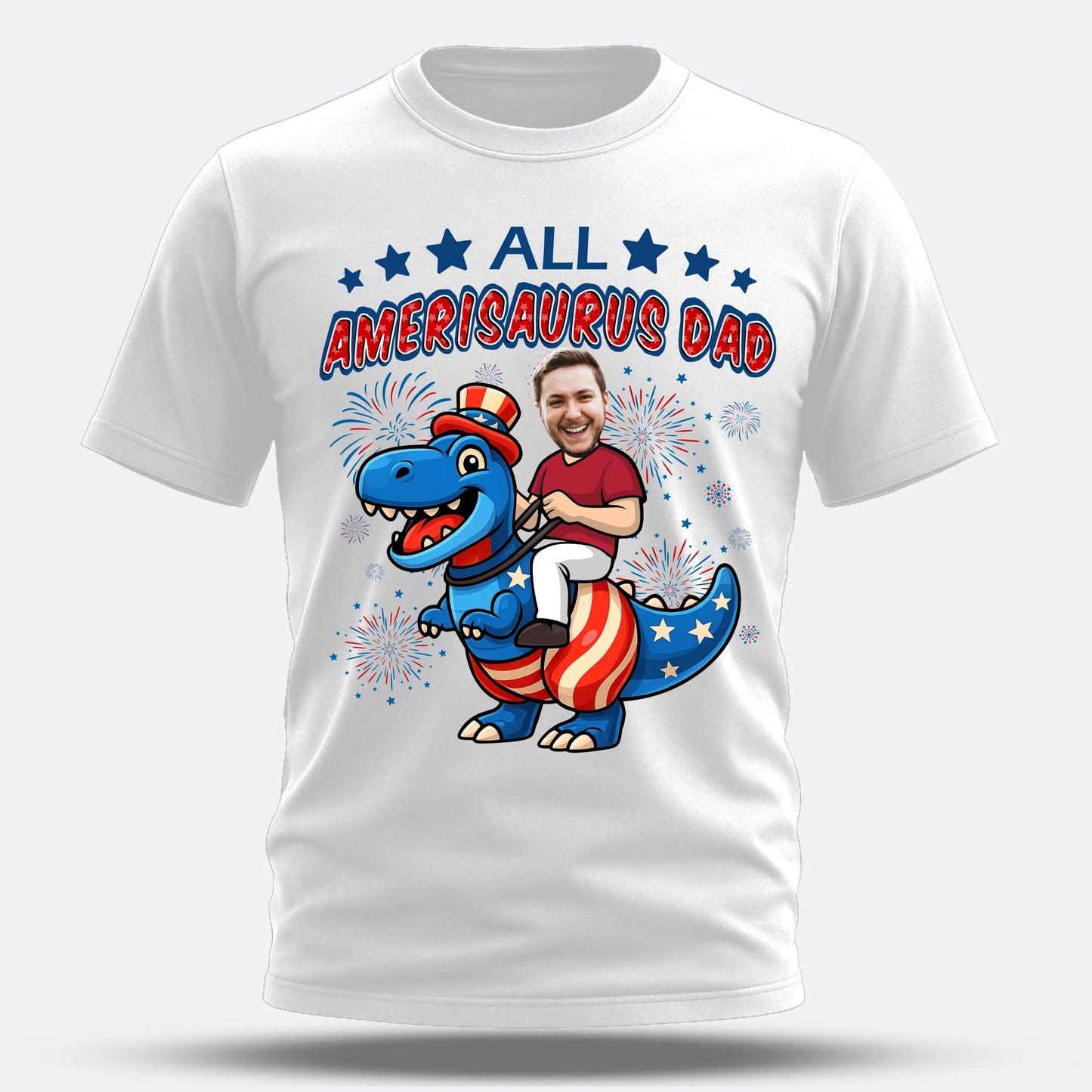 Personalized Photo All Amerisaurus Family, Happy 4th Of Family - Custom Choo