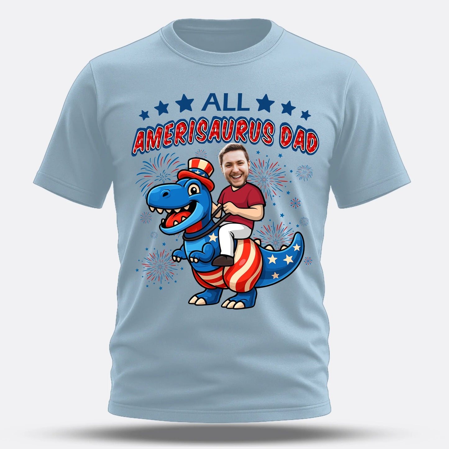 Personalized Photo All Amerisaurus Family, Happy 4th Of Family - Custom Choo