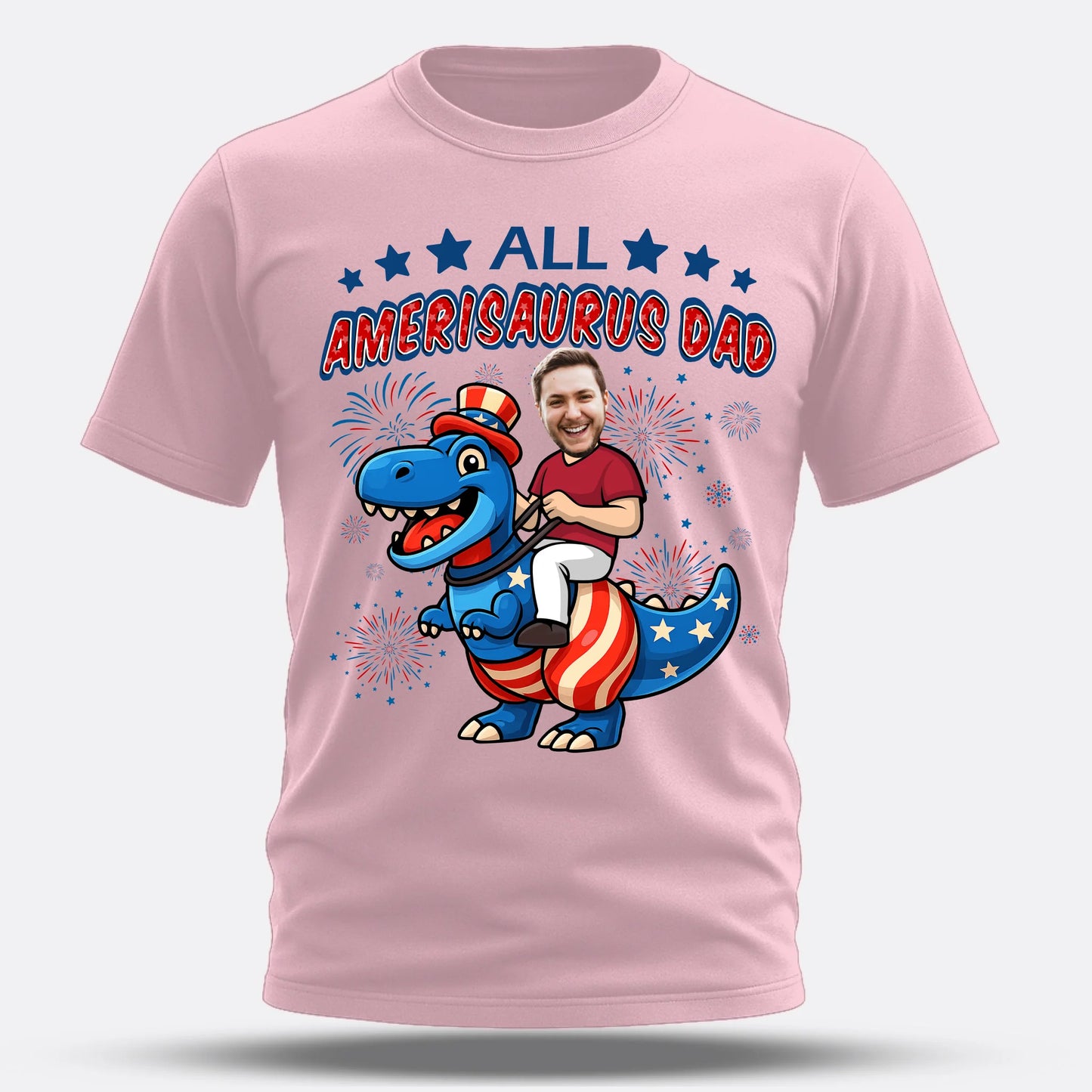 Personalized Photo All Amerisaurus Family, Happy 4th Of Family - Custom Choo