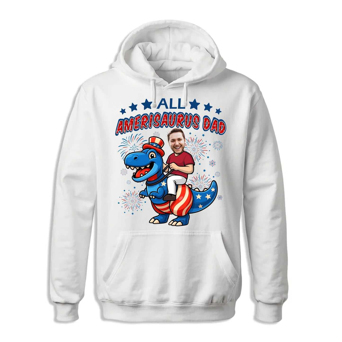 Personalized Photo All Amerisaurus Family, Happy 4th Of Family - Custom Choo