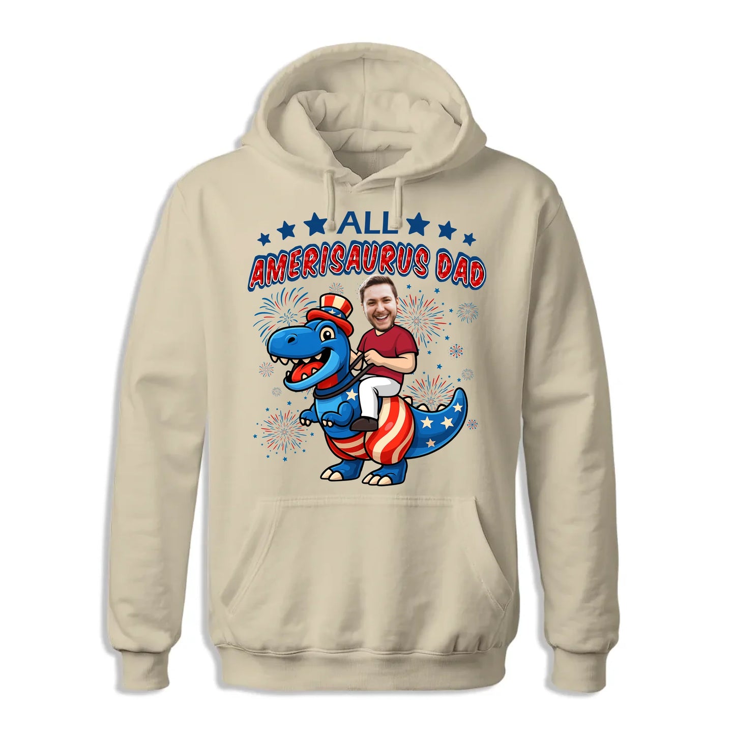 Personalized Photo All Amerisaurus Family, Happy 4th Of Family - Custom Choo
