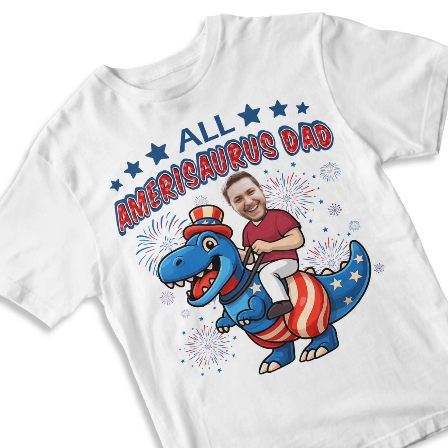Personalized Photo All Amerisaurus Family, Happy 4th Of Family - Custom Choo