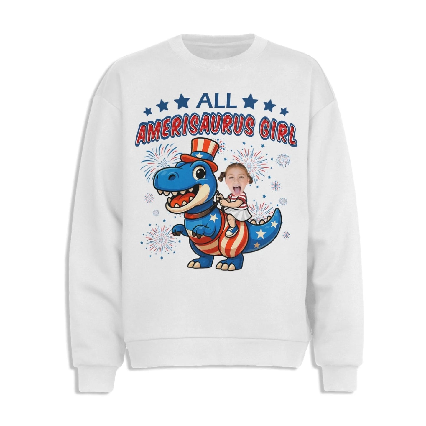 Personalized Photo All Amerisaurus Family, Happy 4th Of Family - Custom Choo