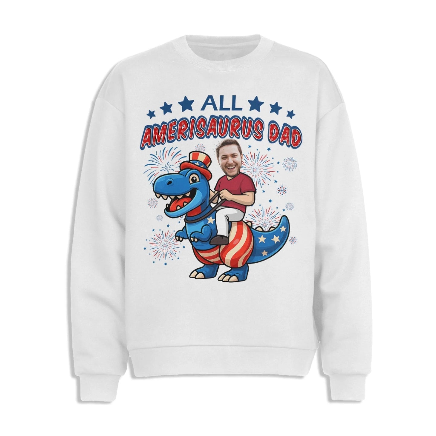 Personalized Photo All Amerisaurus Family, Happy 4th Of Family - Custom Choo
