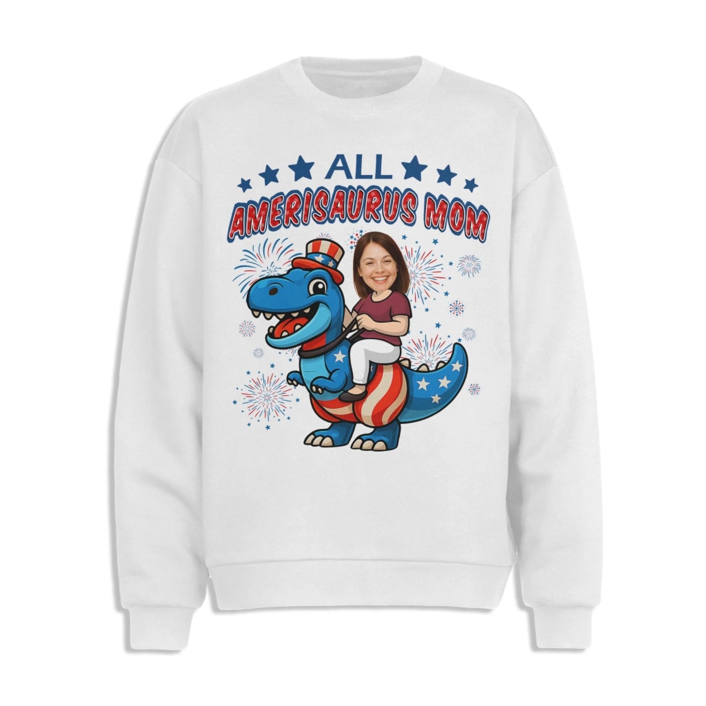 Personalized Photo All Amerisaurus Family, Happy 4th Of Family - Custom Choo