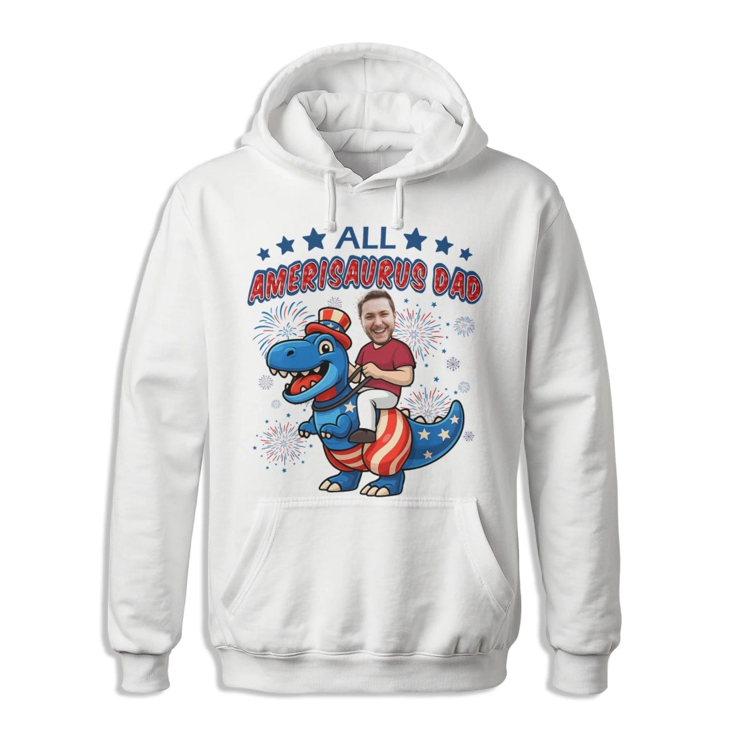 Personalized Photo All Amerisaurus Family, Happy 4th Of Family - Custom Choo