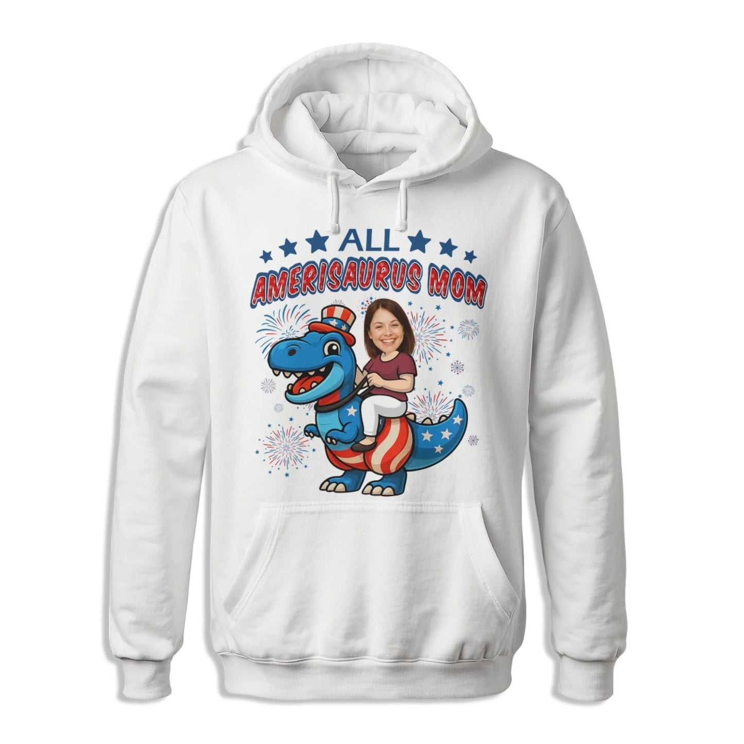 Personalized Photo All Amerisaurus Family, Happy 4th Of Family - Custom Choo