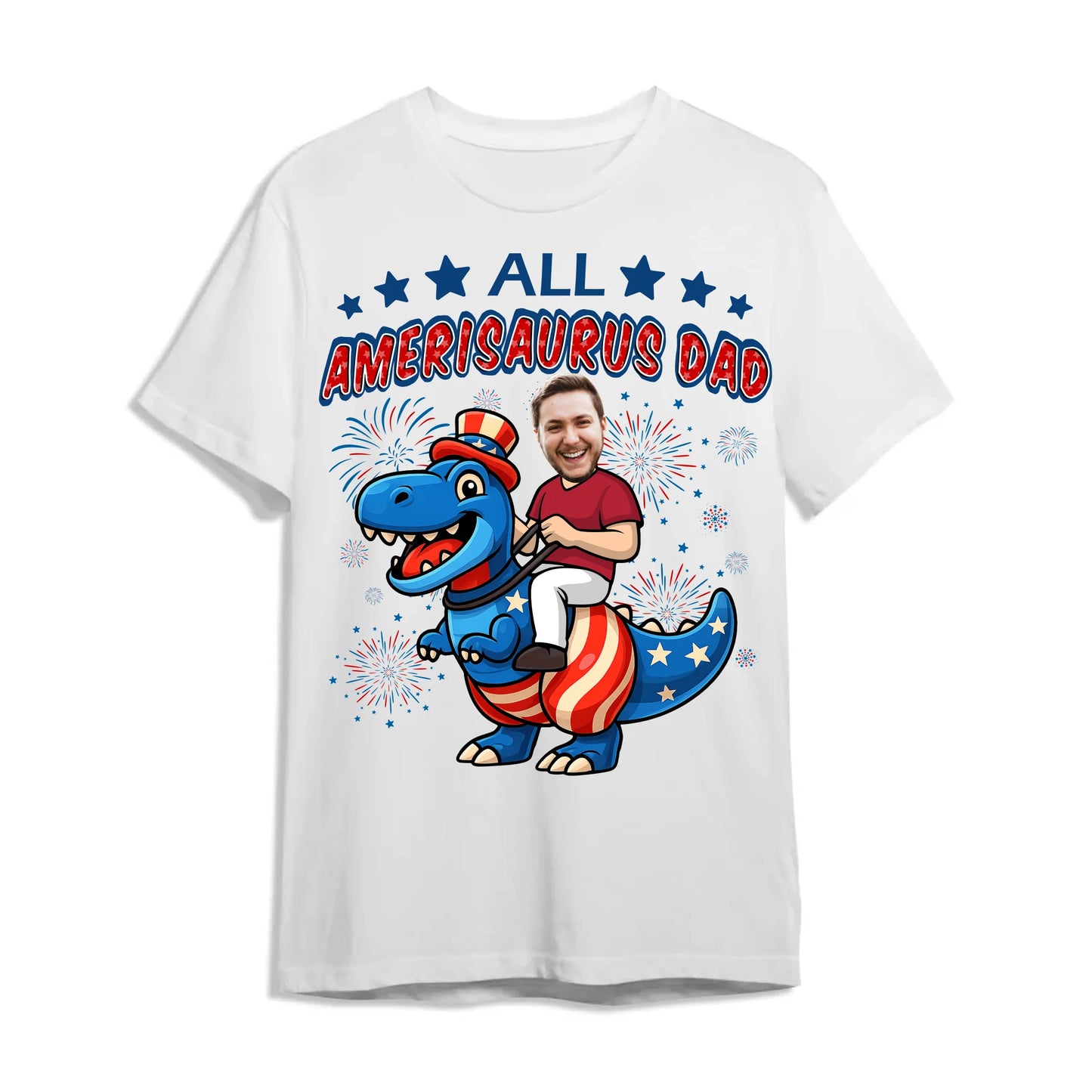 Personalized Photo All Amerisaurus Family, Happy 4th Of Family - Custom Choo