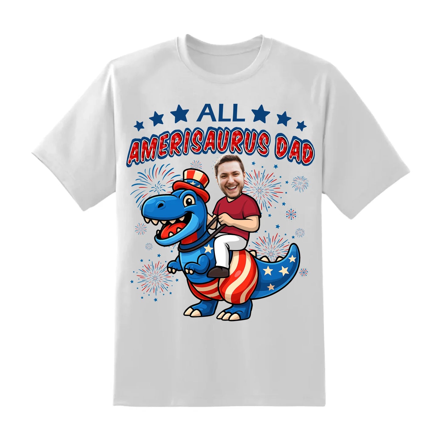 Personalized Photo All Amerisaurus Family, Happy 4th Of Family - Custom Choo