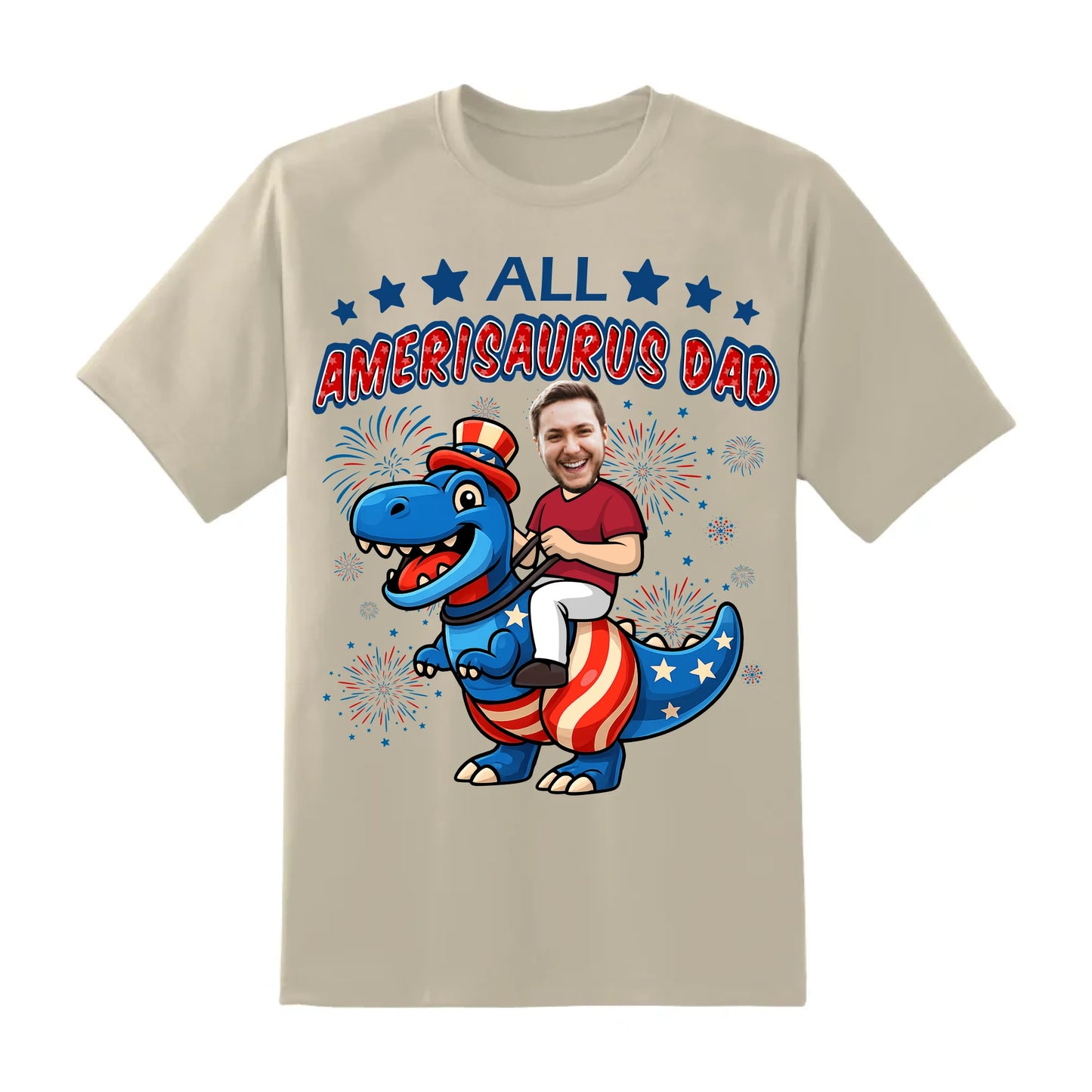 Personalized Photo All Amerisaurus Family, Happy 4th Of Family - Custom Choo