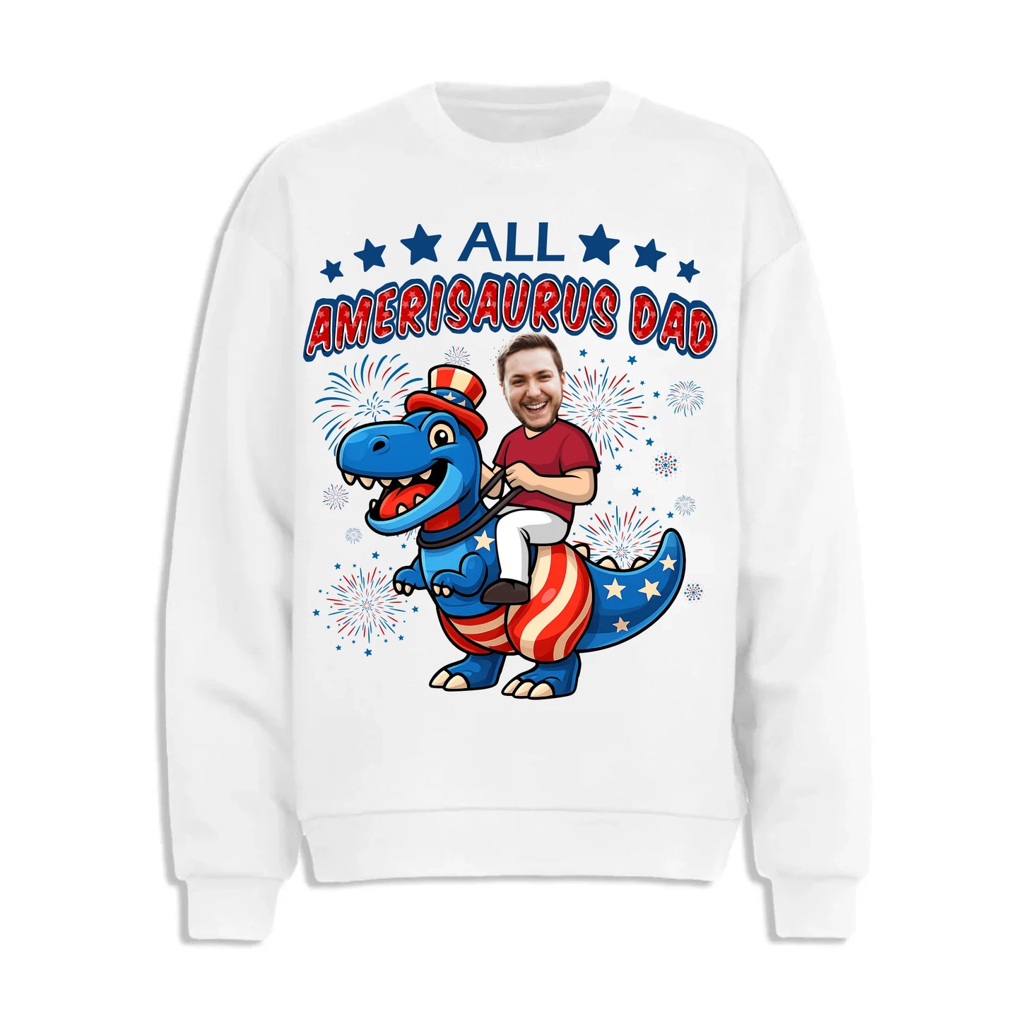 Personalized Photo All Amerisaurus Family, Happy 4th Of Family - Custom Choo