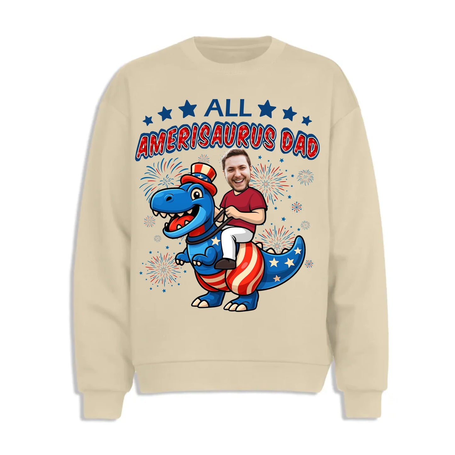 Personalized Photo All Amerisaurus Family, Happy 4th Of Family - Custom Choo