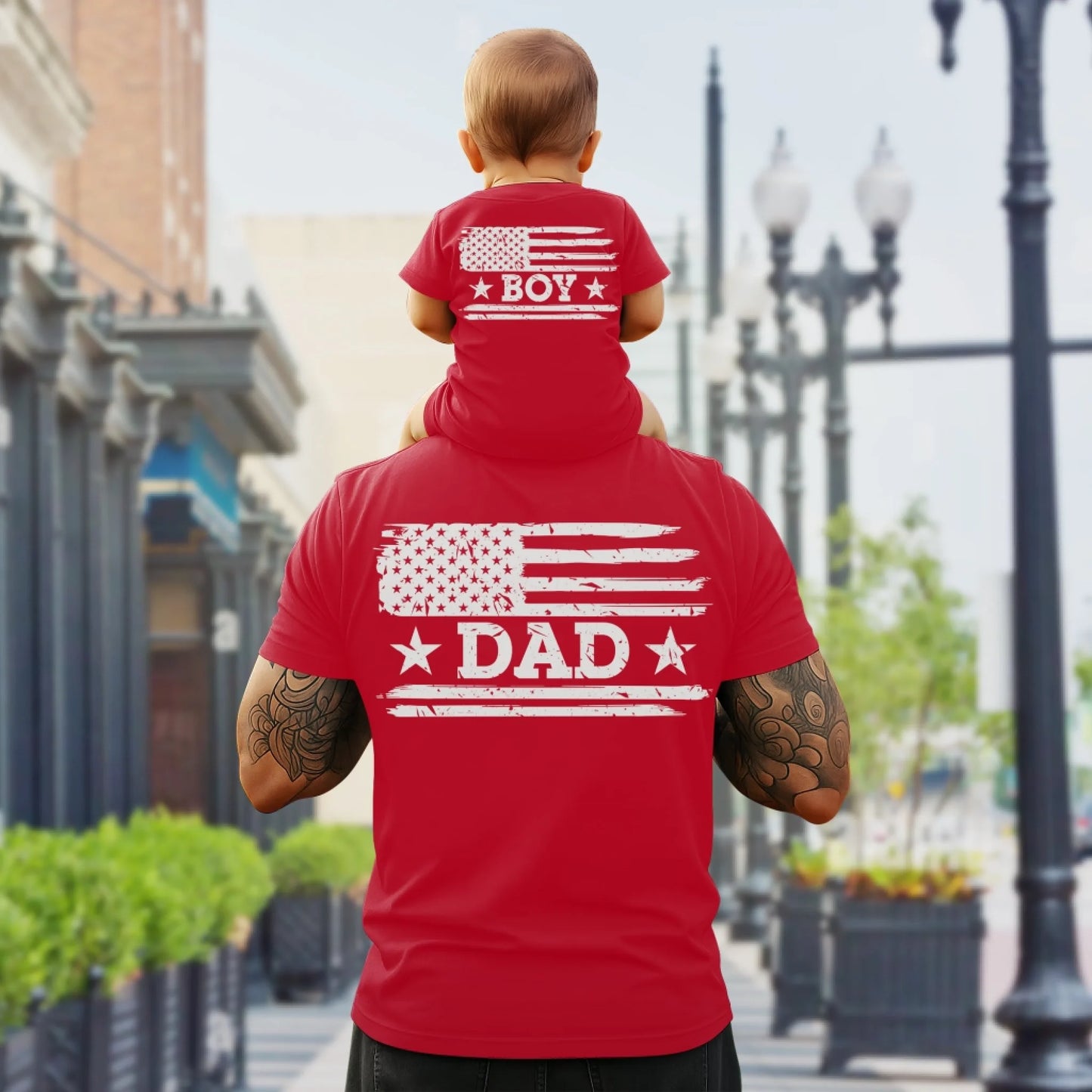 Personalized American Flag Dad & Boy, Girl T-Shirt Set – Father’s Day or Independence Day Gift Idea - Custom Choo