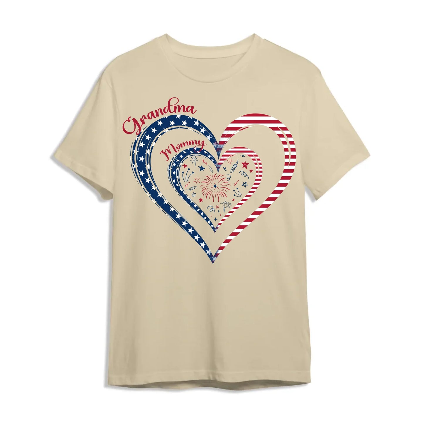 Personalized Heart Flag Shirt for Grandma and Mom – Add Grandkids’ Names & Photos - Custom Choo