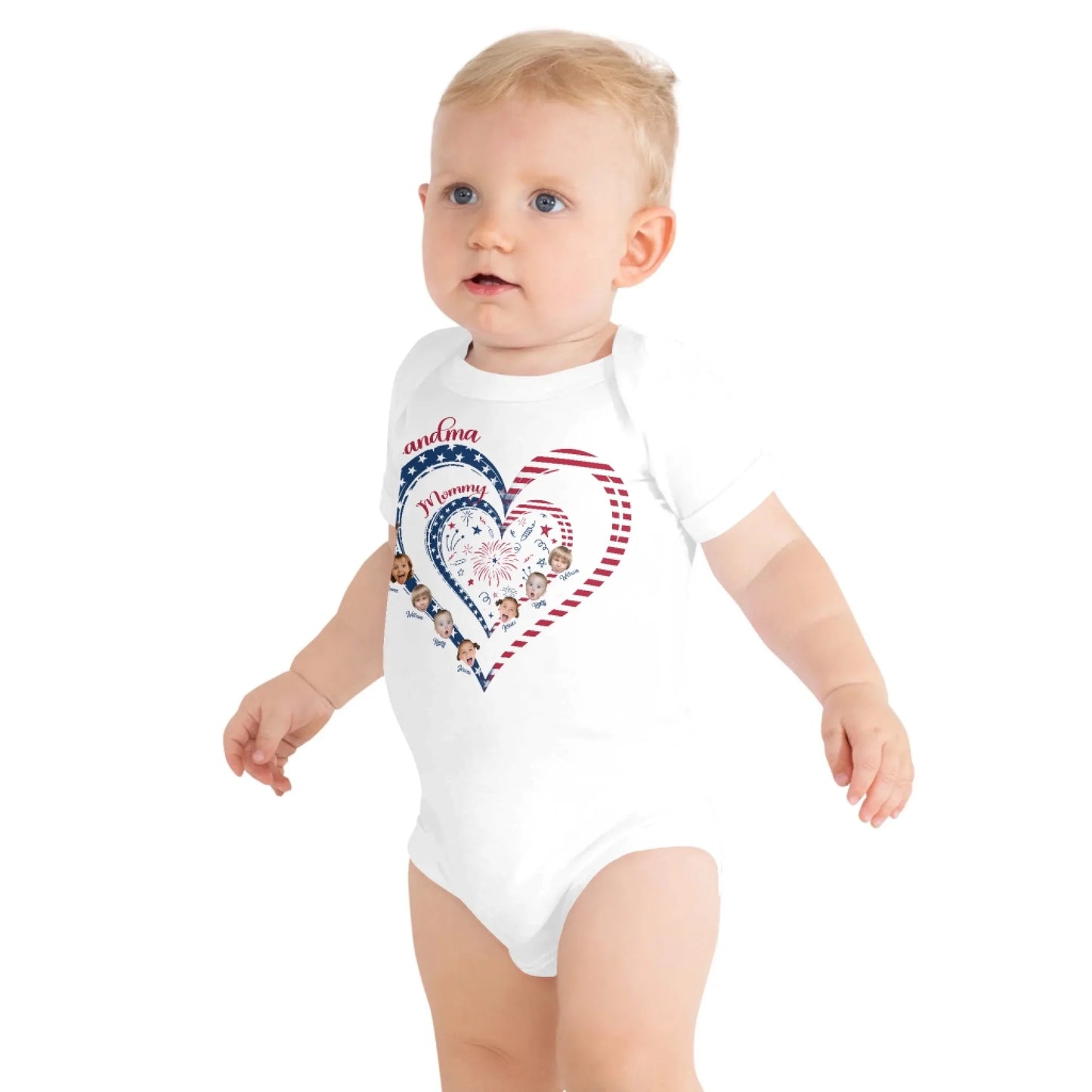 Personalized Heart Flag Shirt for Grandma and Mom – Add Grandkids’ Names & Photos - Custom Choo