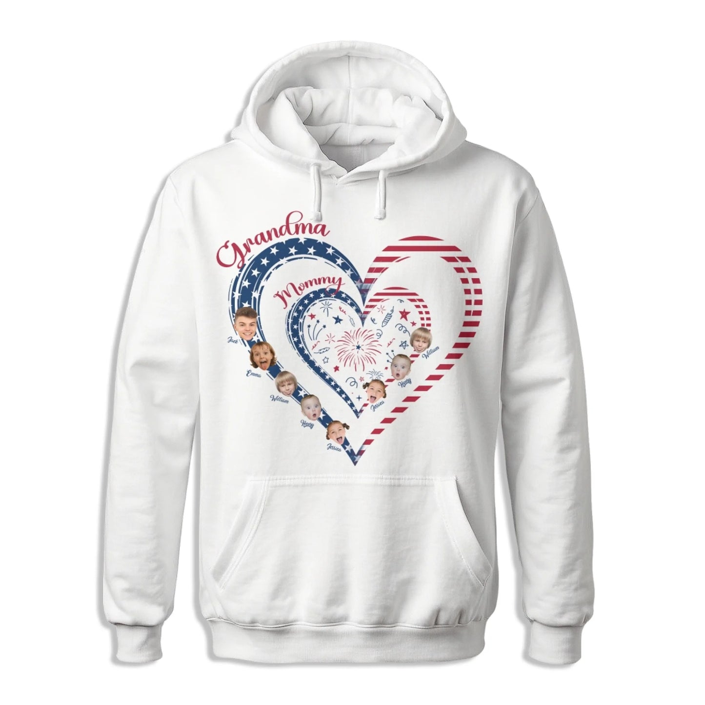 Personalized Heart Flag Shirt for Grandma and Mom – Add Grandkids’ Names & Photos - Custom Choo