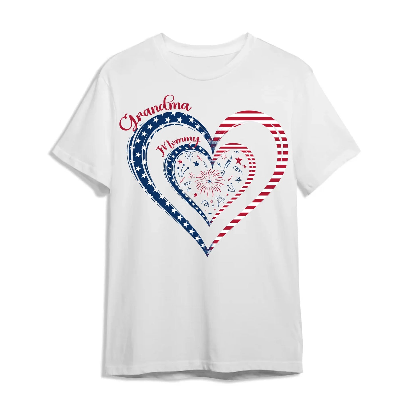 Personalized Heart Flag Shirt for Grandma and Mom – Add Grandkids’ Names & Photos - Custom Choo