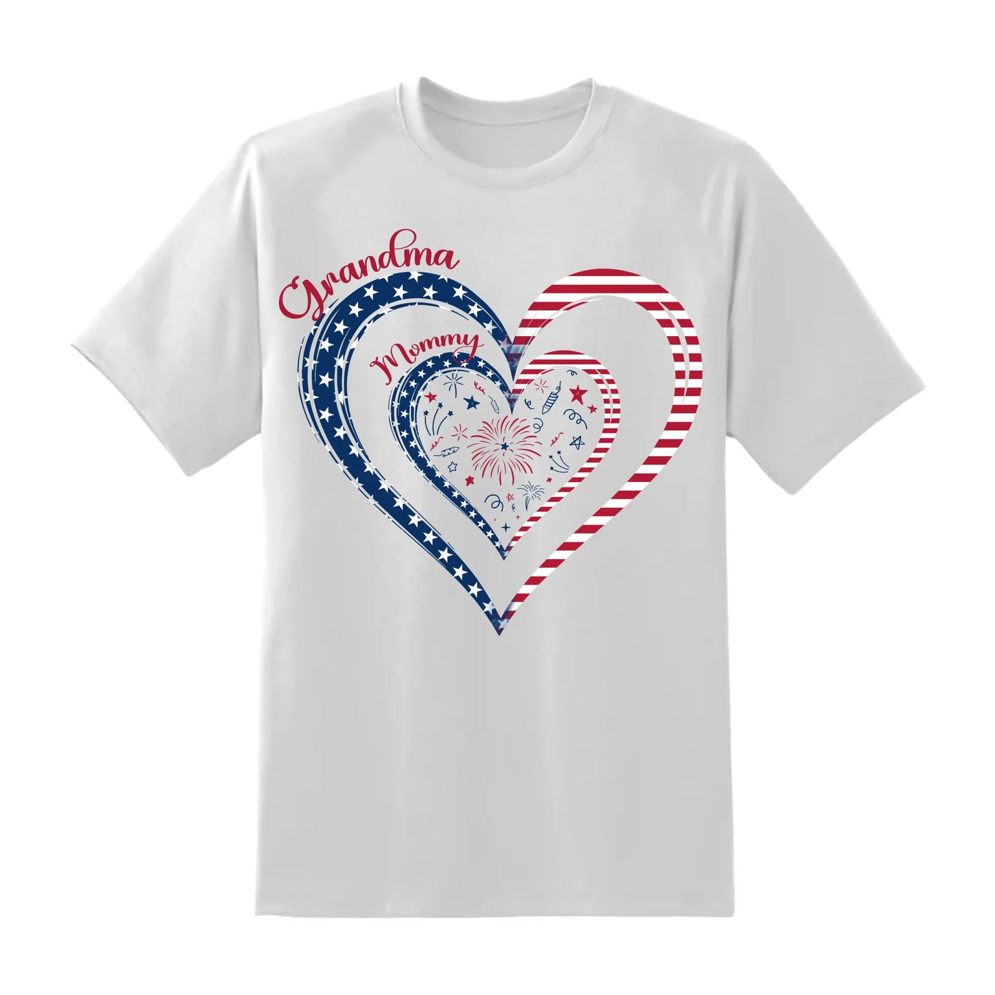 Personalized Heart Flag Shirt for Grandma and Mom – Add Grandkids’ Names & Photos - Custom Choo