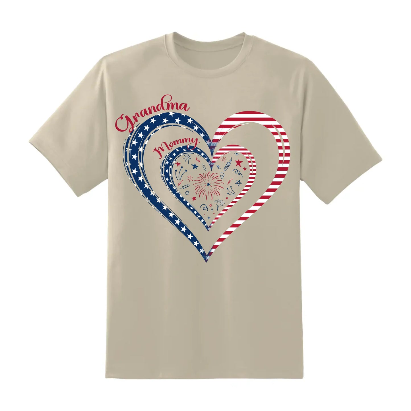 Personalized Heart Flag Shirt for Grandma and Mom – Add Grandkids’ Names & Photos - Custom Choo