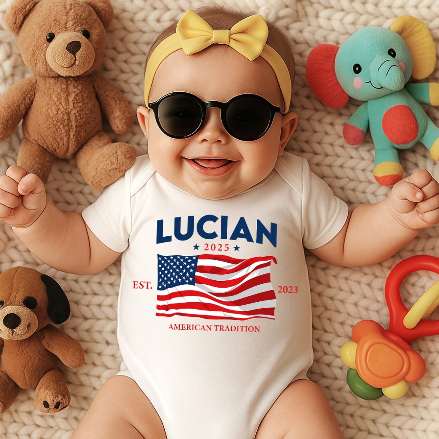 Custom American Tradition Family Shirt – Personalized Name & Birth Year USA Flag Tee - Custom Choo