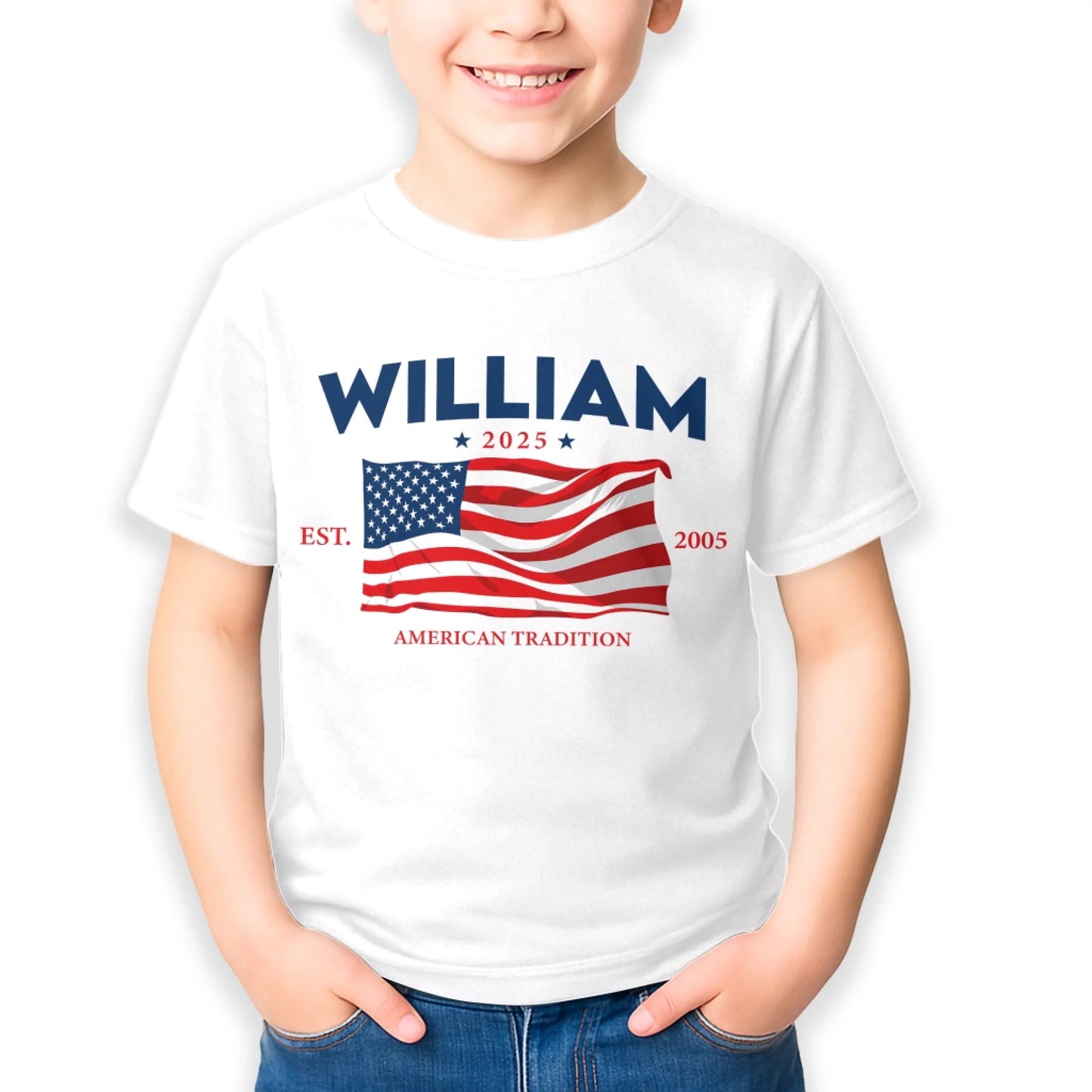 Custom American Tradition Family Shirt – Personalized Name & Birth Year USA Flag Tee - Custom Choo