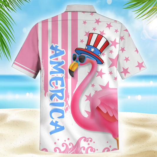 Custom Name Hawaiian Shirt – Flamingos Freedom for the 4th July, Custom Choo